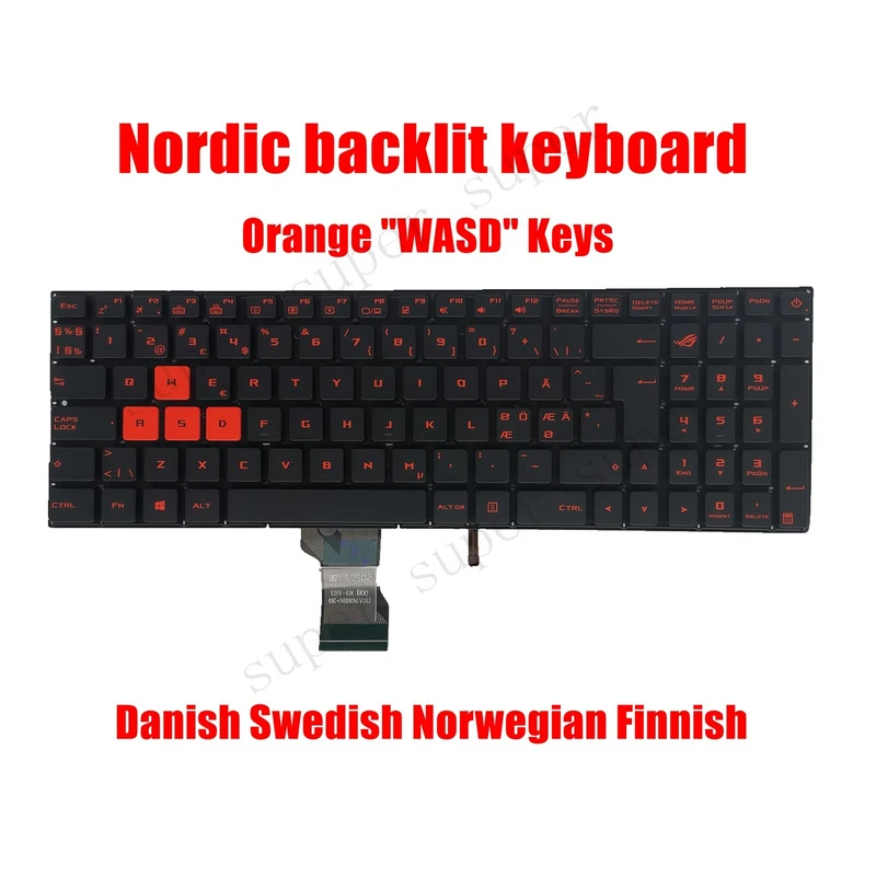 Клавиатура SSS+ Nordic Red с подсветкой для Asus GL702VSGL702VMGL702VTGL702ZCG702VS (art.: 3920dad9eb072) - 3920dad9eb072