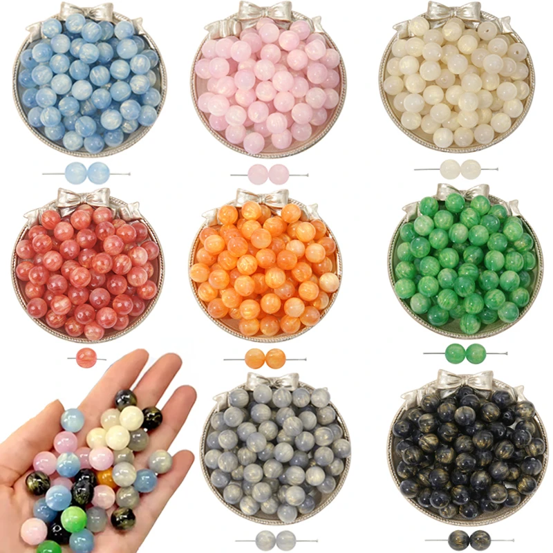 

Natural Stone Pink White Moonstone Cat Eye Beads For Jewelry Making Smooth Loose Spacer Beads Opal Diy Charm Bracelets Necklace