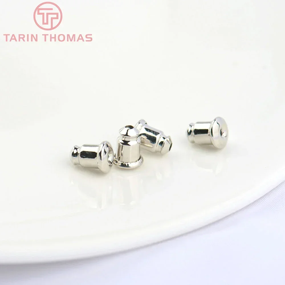 (5121) 20 шт. 6*5 мм 24-каратного золотого цвета латунная крышка резиновые серьги в