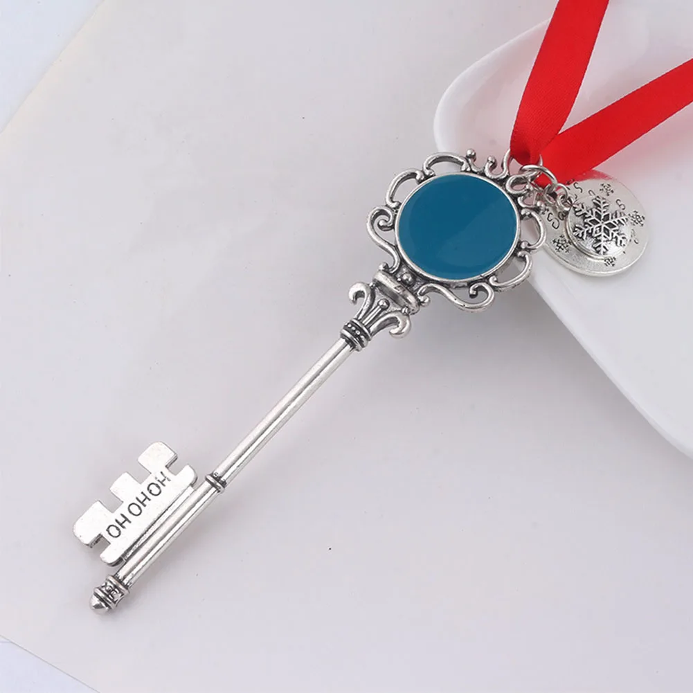 

Christmas Decoration Kids Gift DIY Door With Ribbon Bow No Chimney House Holiday Tree Hanging Santa Magical Key Alloy Ornament
