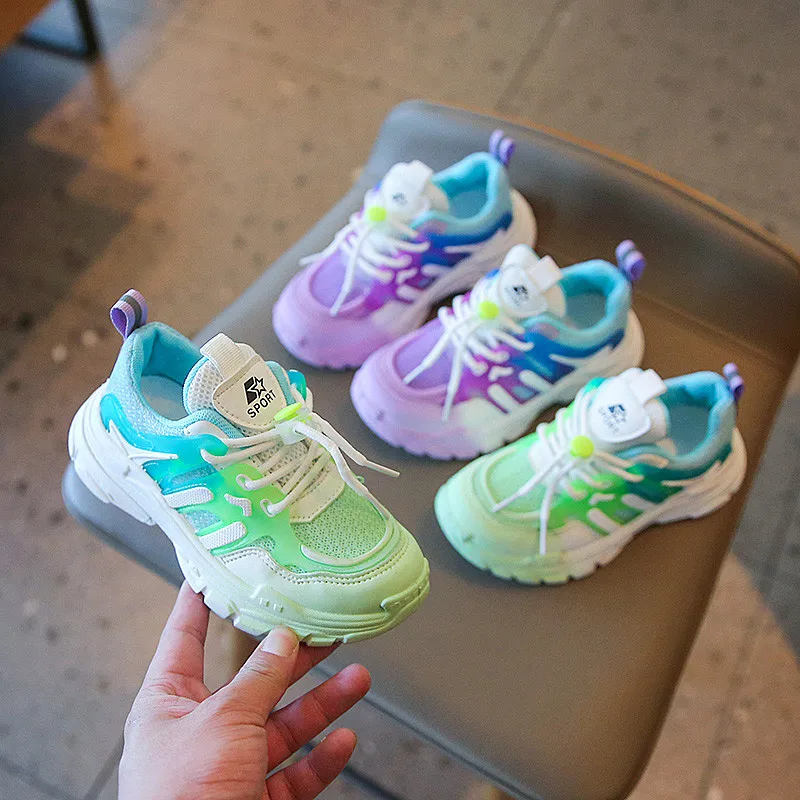 2022 Autumn Fashion Purple Platform Sports Shoes for Girls Outdoor Children's Sneakers Boys Breathable Kids Shoes basket enfant