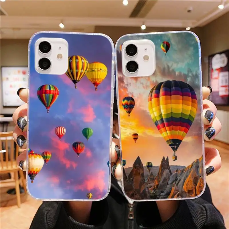 

2022 Hot Air Balloon Phone Case Transparent For iphone 13 12 11 Pro Max Mini X XR XS MAX 7 8 6s plus phone Full Coverage Covers