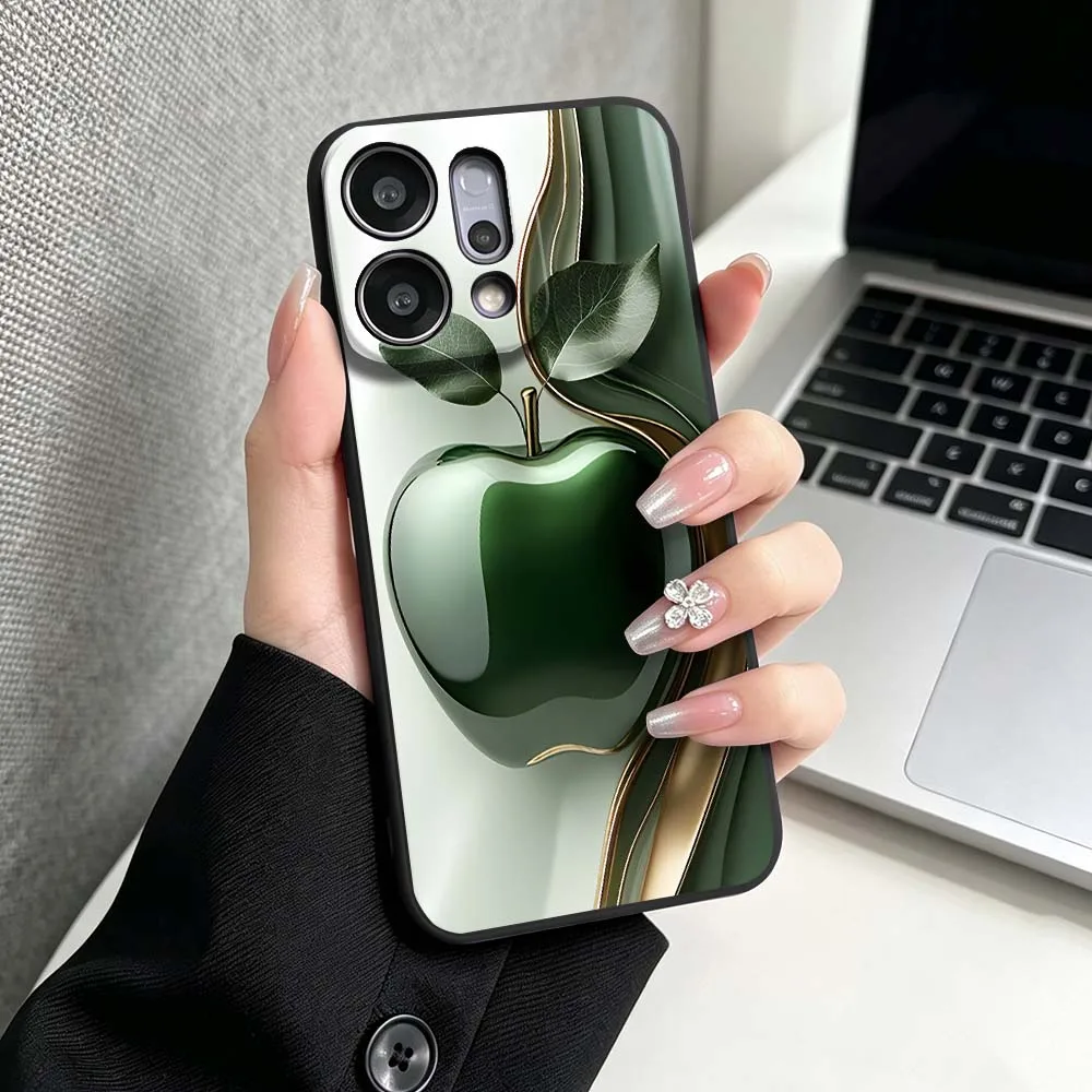 Чехол для телефона White Apple Gold Leaf для OPPO Find X5 X6 X8 X9 Ultra Lite Reno15 Reno14 Reno13 Reno12 F Pro Max 5G, черный (art.: 3920dbbff71dc) - 3920dbbff71dc