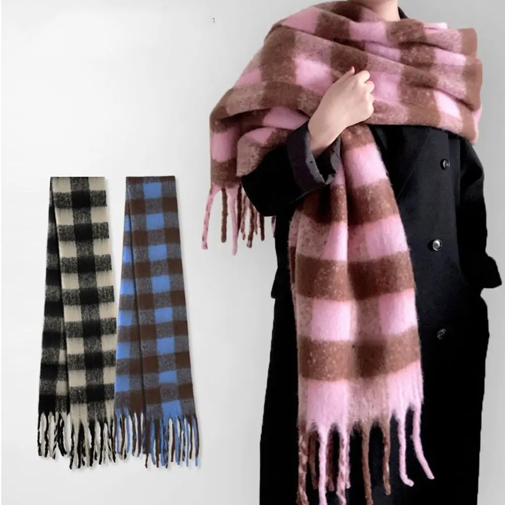 

Luxury Plaid Imitation Cashmere Women Scarves Ladies Scarf Neck Head Hijabs Autumn Winter Thick Warm Shawl Wraps 2023 Outdoor