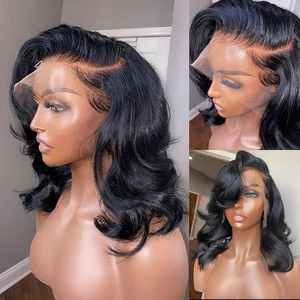 Glueless Soft Preplucked 26 inch Long 180Density Body Wave Curly Natural Black Lace Front Wigs For African Women Babyhair Daliy