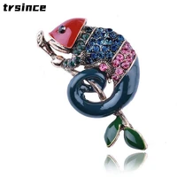 funny colorful lizard brooch fashion animal gecko silk scarf buckle pin brooches for woman clothing accessory