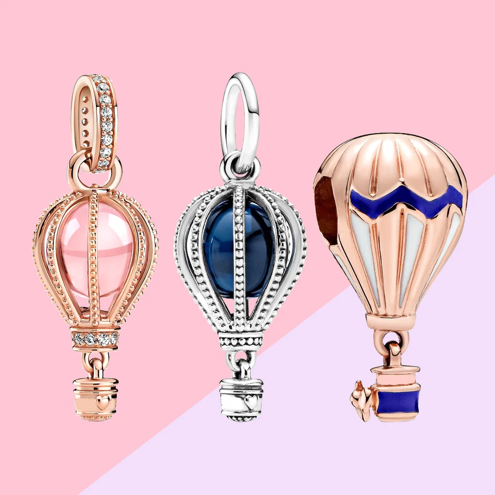 Pandora-Breloque pendentif montgolfière, éléments de voyage, série Go Now, accessoires de perles pour bracelet féminin, bricolage exécutif