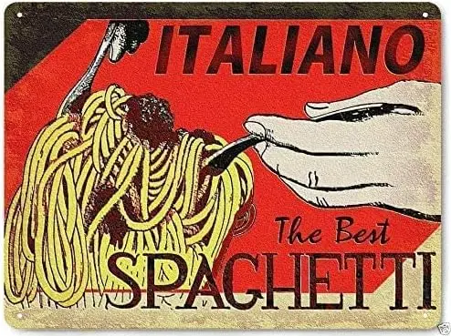 Spaghett talan Restaurant ron Pantng Metal Plate Tn Sgn Vntage Retro Home Hoe Man Cave Decor 8x12 nch nches