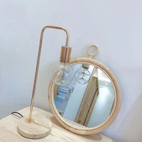 rattan shower desk round table decorative mirror bathroom korean cosmetic home room decor mirror makeup espejos house decoration