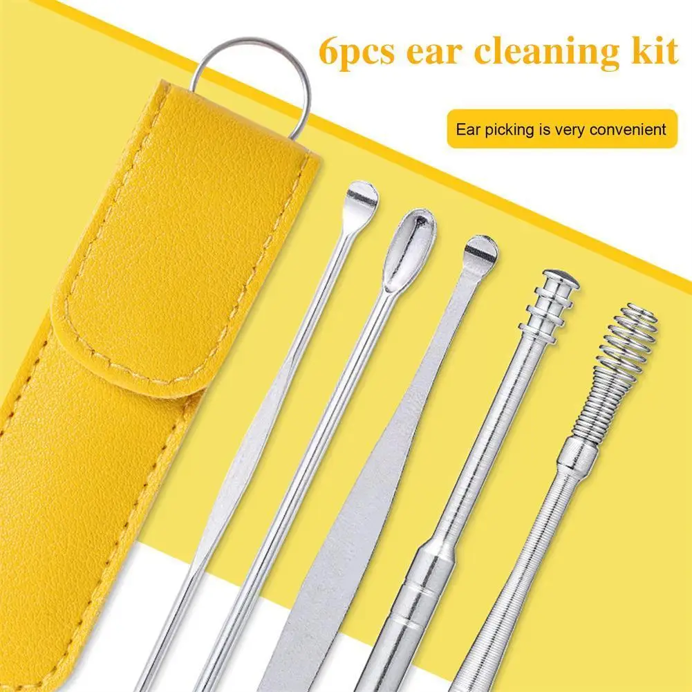 

6 Piece Ear Wax Cleaner Earwax Removal Tool Pick Digging Earpick Portable Remover Cleaning Ear Ears Artifact Cleaning Tool J4P7