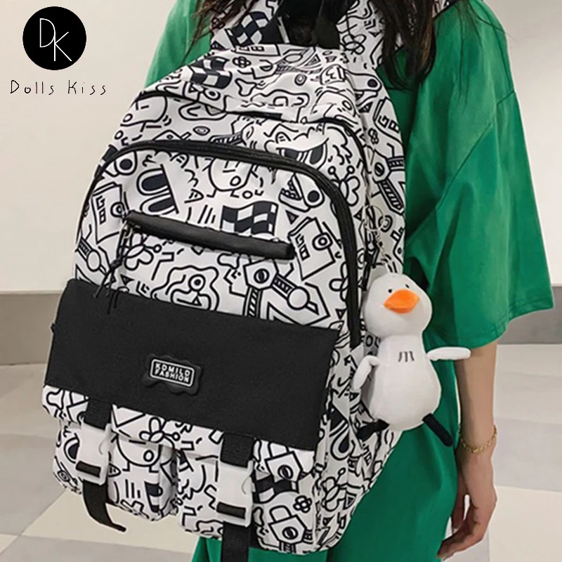 

Cartoon Graffiti Girl School Backpack Women Lager Capacity Bag Harajuku Student Book Bag Laptop Backpack Female Travel Bag
