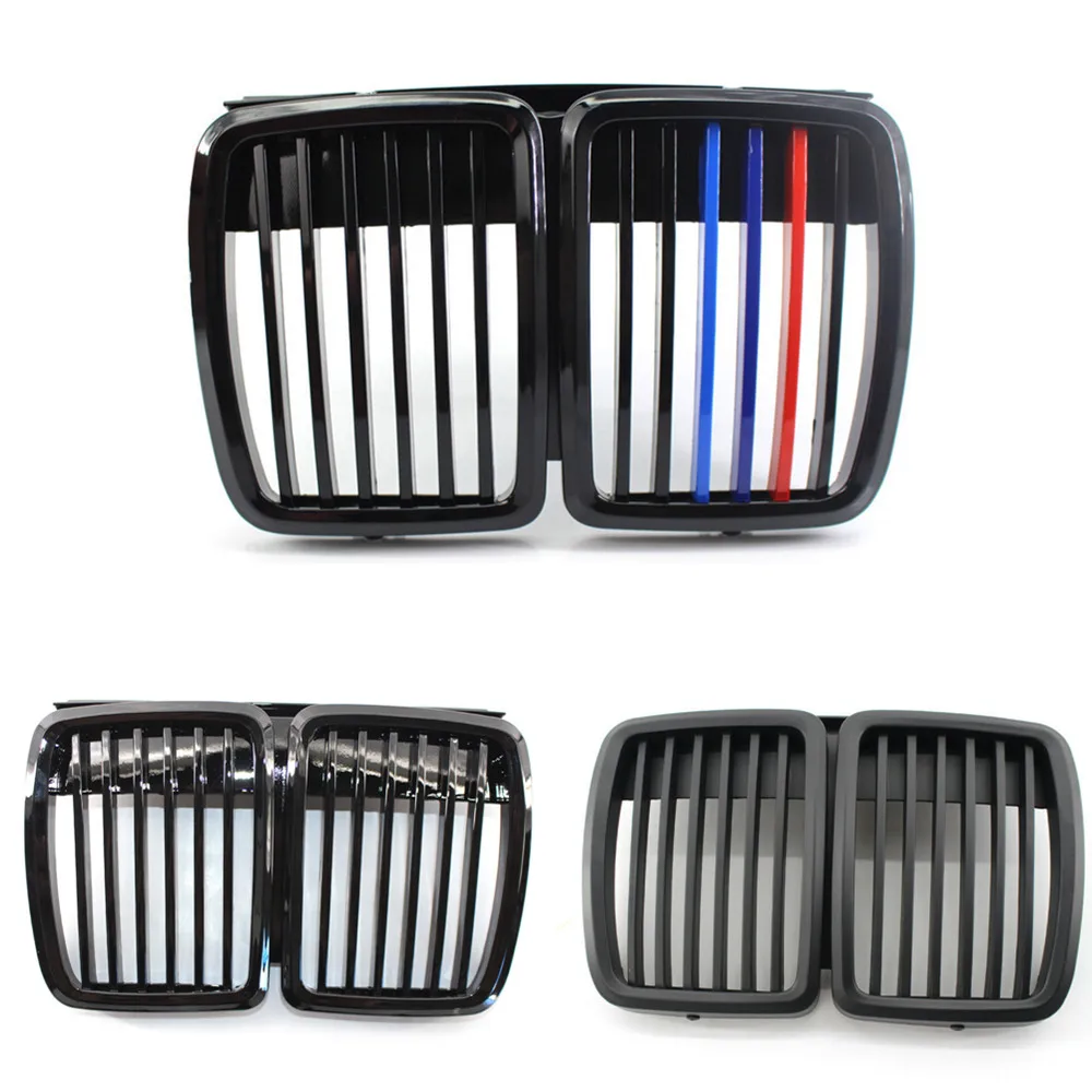 

1 Pair Front Hood Kidney Grille Center Bumper Grill 51131884350 for BMW 3 Series E30 1982-1994 Gloss Black M-Color Matte Black