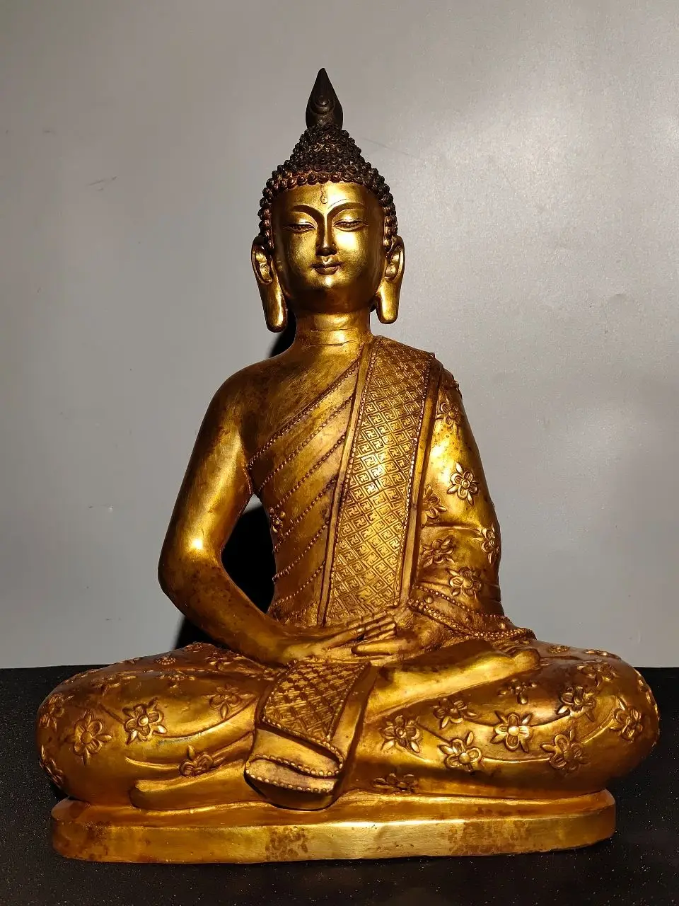 

Коллекция тибетских храмов 15 дюймов, старые бронзовые позолоченные циннаберы, статуя Будды из Таиланда, хранилище амитабихи, Будда