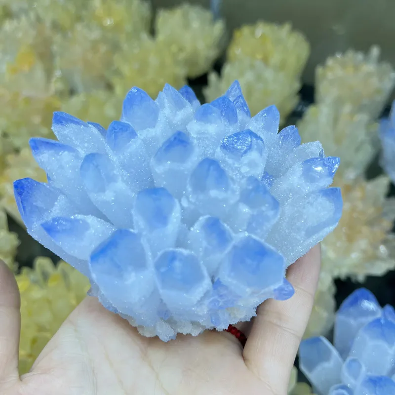 Reiki Natural Blue Crystal Cluster Ornaments Home Decoration Degaussing Crystal Mineral Original Stone Ornaments Handicrafts 1pc