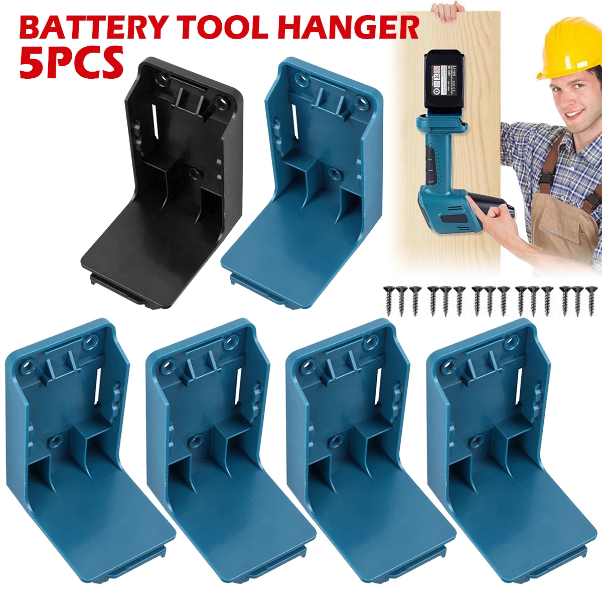

5Pcs Battery Tool Hanger Tool Holder Mount Portable Tool Mount Lightweight Tool Drill Mount Holder Compact Dock Hanger with 15