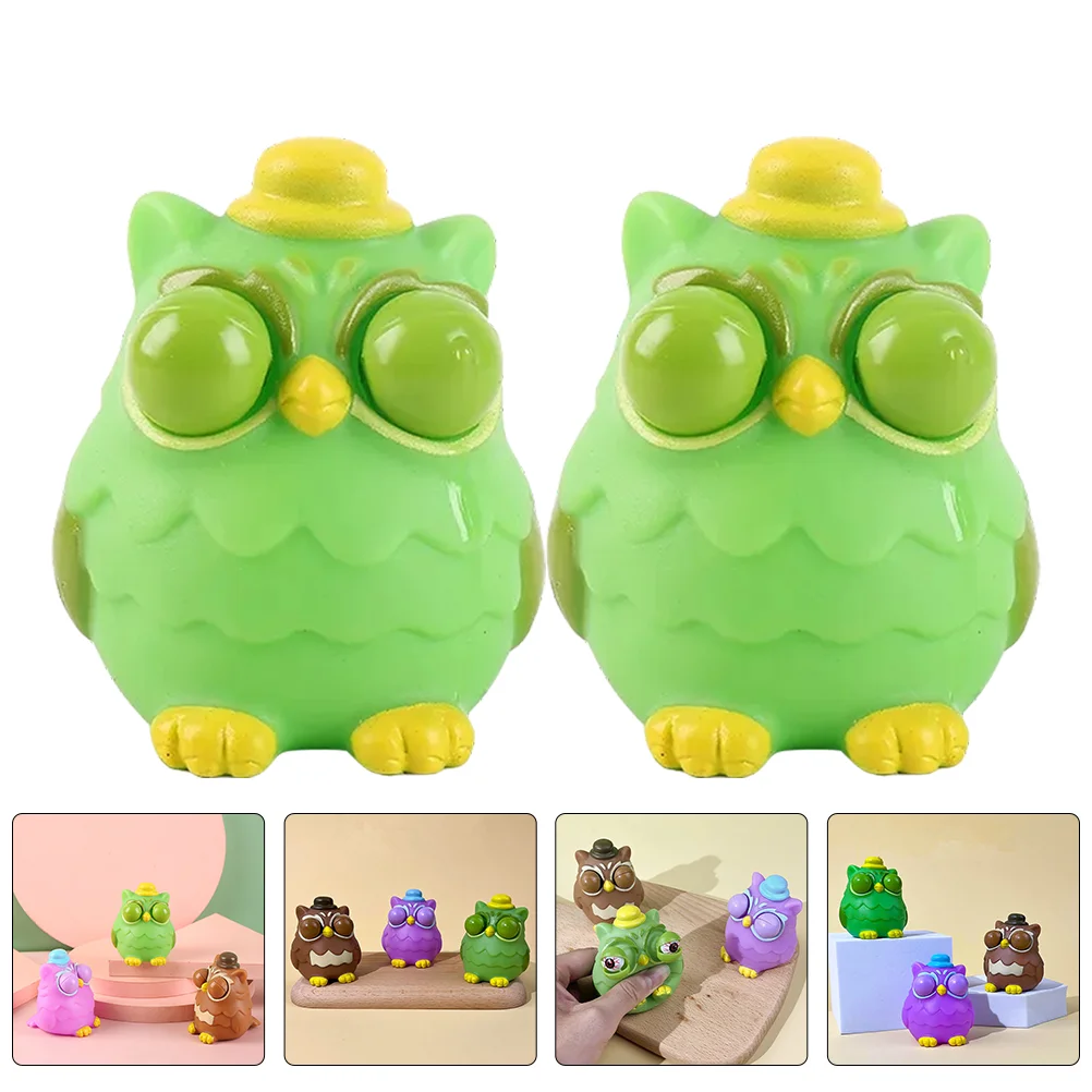 

2 Pcs Kids Gifts Pinch Music Stretchy Toy For Anxiety Small Owl Toys Desk Pressure Squeeze Cartoon Child
