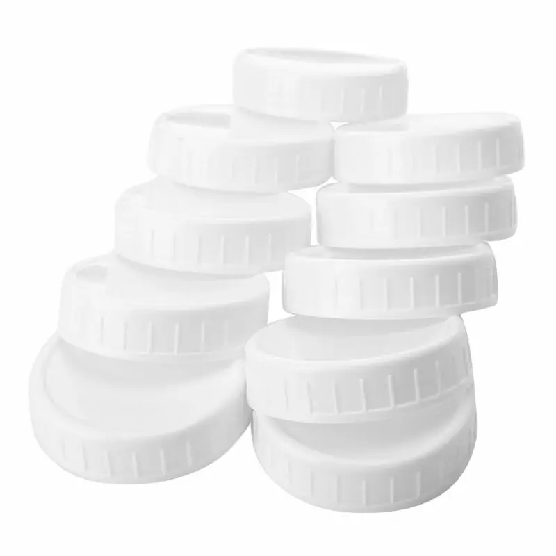 

10Pcs Plastic Storage Caps Lids Ribbed for 86mm Standard Regular Mouth Mason Jar Bottle