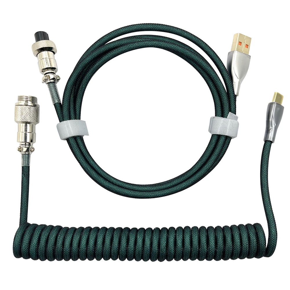 

1.8M Type C USB Cable Mechanical Keyboard Spiral Gaming Coiled Aviator Data Cable Air Plug Connector