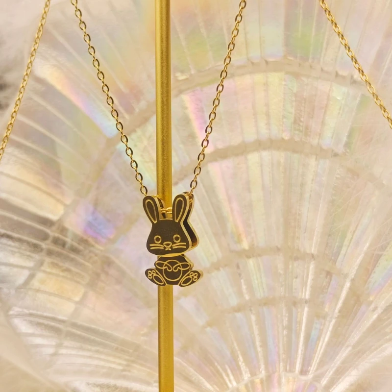 

Fashion Simple Rabbit Necklace For Women Retro Hip Hop Luxury Titanium Steel Animal Pendant Chain Goth Jewelry Accessories Gift