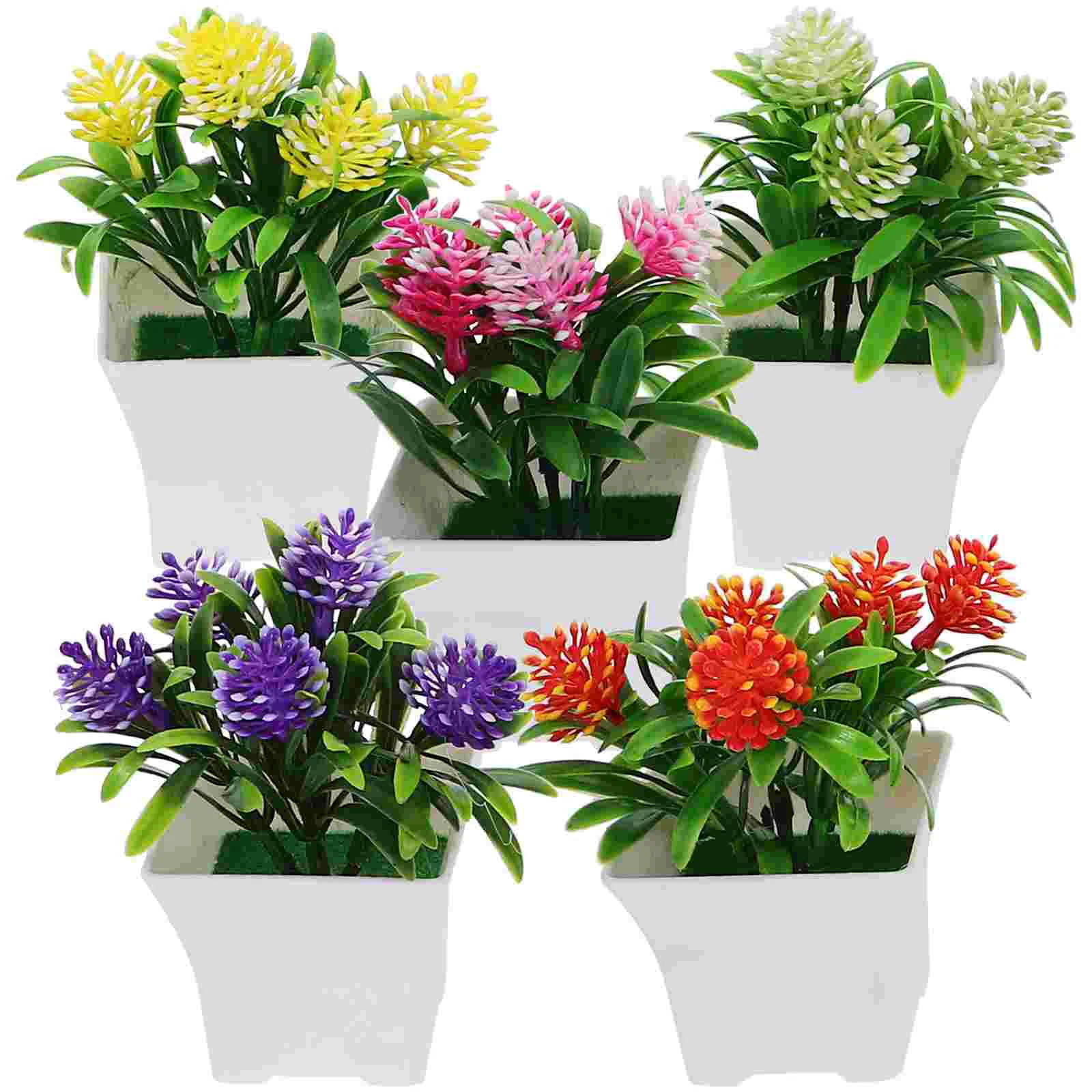 

5 шт., искусственные цветы бонсай в горшке