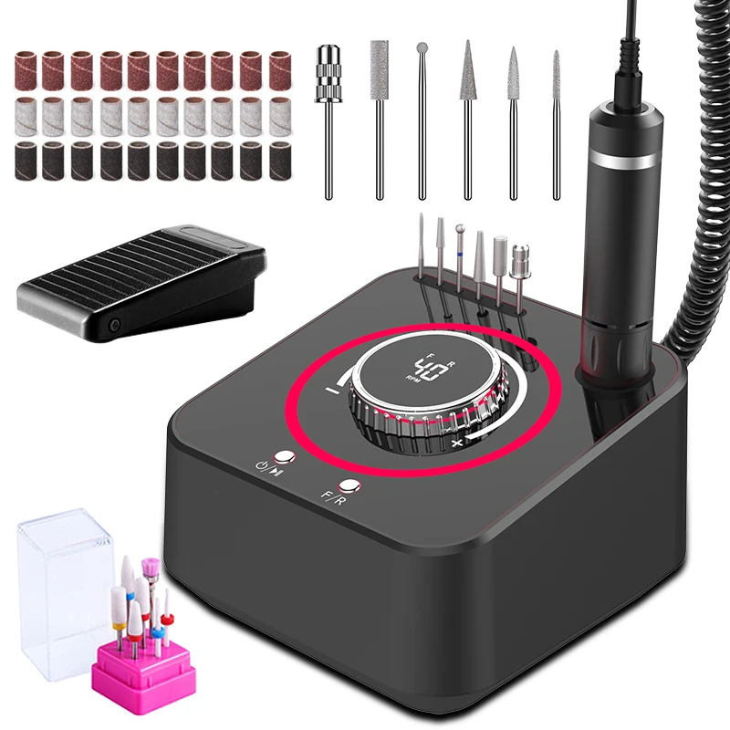 

40000RPM Electric Manicure Drill Set Brushless Nail File With Memory Funtion Nail Drill Machine Milling Cutter Nail Salon Tool