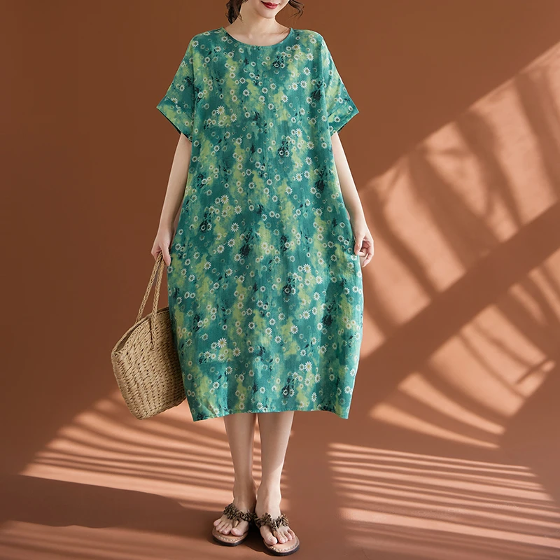 Женское летнее платье Wenaiyi из хлопка и льна