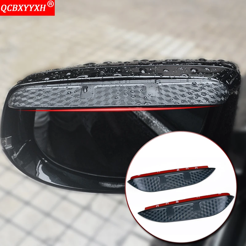 

Carbon Fiber Pattern Car Rearview Mirror Eyebrow Rain Gear Shield Anti-rain Cover For Mitsubishi Pajero Outlander ASX 2007-2022