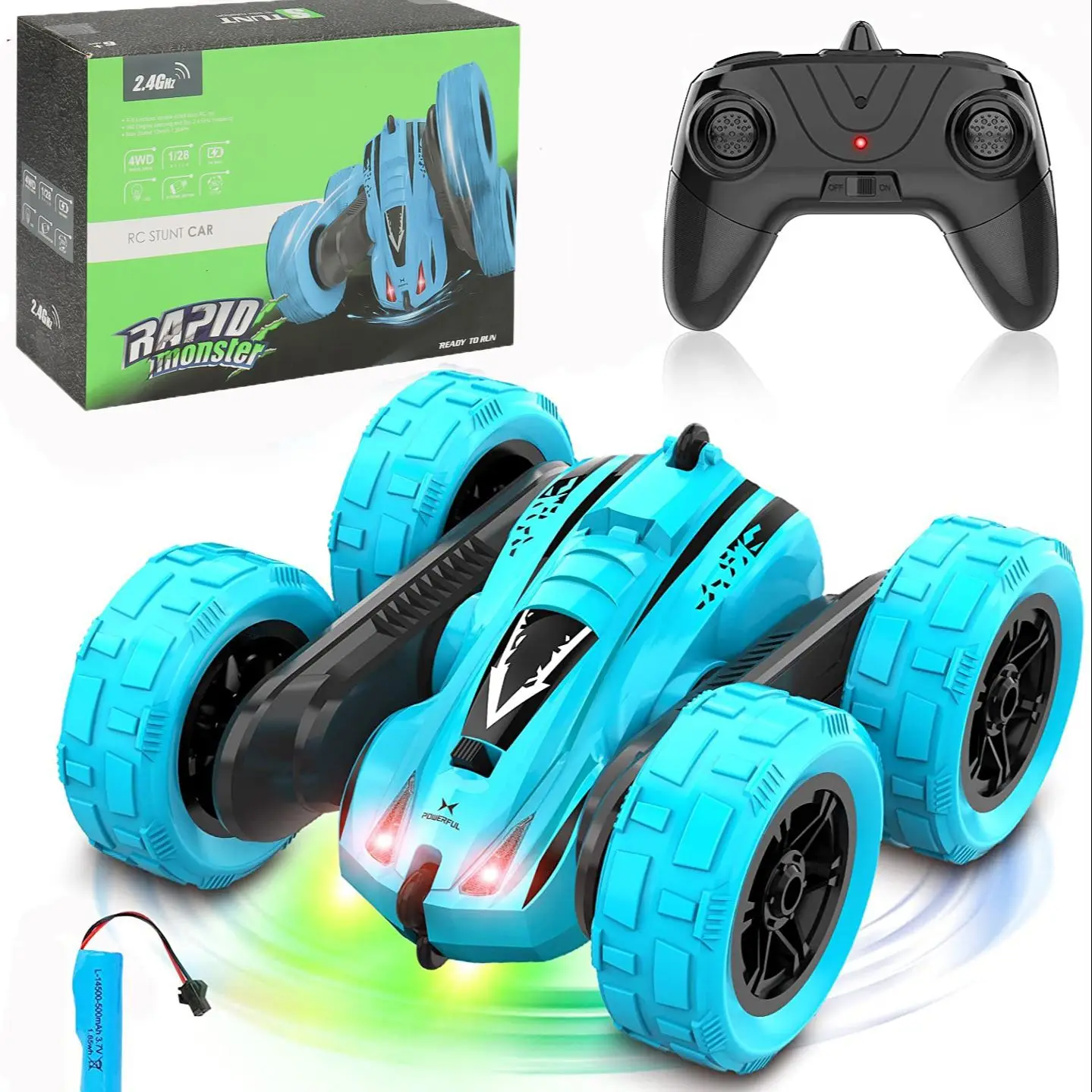 

Roclub 4WD RC Car 2.4G Radio Remote Control Car 1:24 Double Side RC Stunt Cars 360° Reversal Vehicle Model Toys For Children Boy