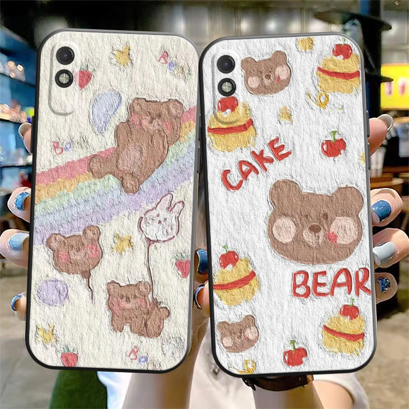 

Oil Painting Cartoon Phone Case For Xiaomi Redmi 7 7A 8 8A 8T 9 9T 9A 9C Note 7 8 9 9S Liquid Silicon Back Silicone Cover Black
