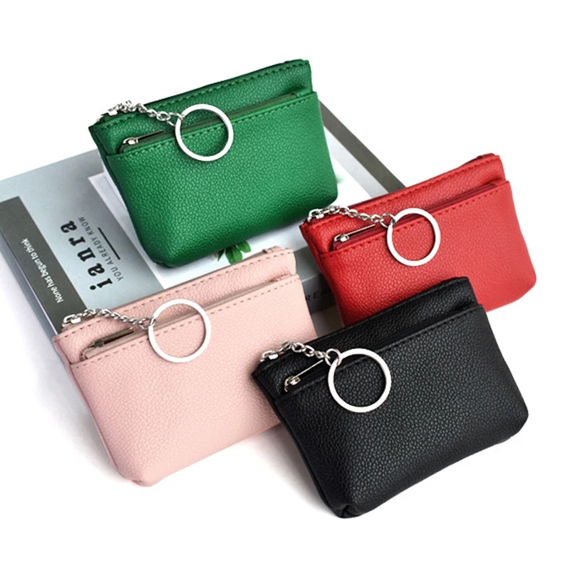 Brand New PU Leather Coin Purse Mini Change Purses Women's Wallets Card Holder Zipper Pouch Key Chain Pocket Kids Coin Pocket
