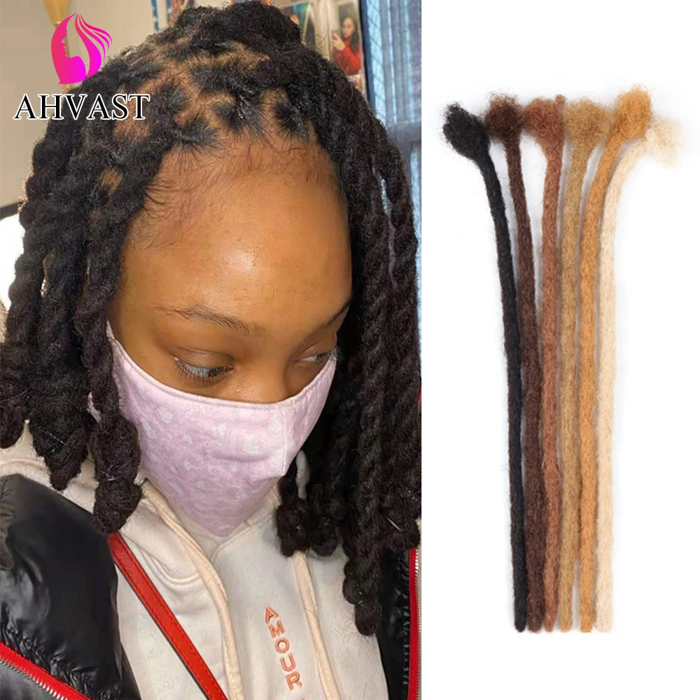 AHVAST Dreads 20/40 Strands 100% Soft Tight Natural Afro Kinky Human Hair Dreadlock Extension Permanent Loc Extension Human Hair