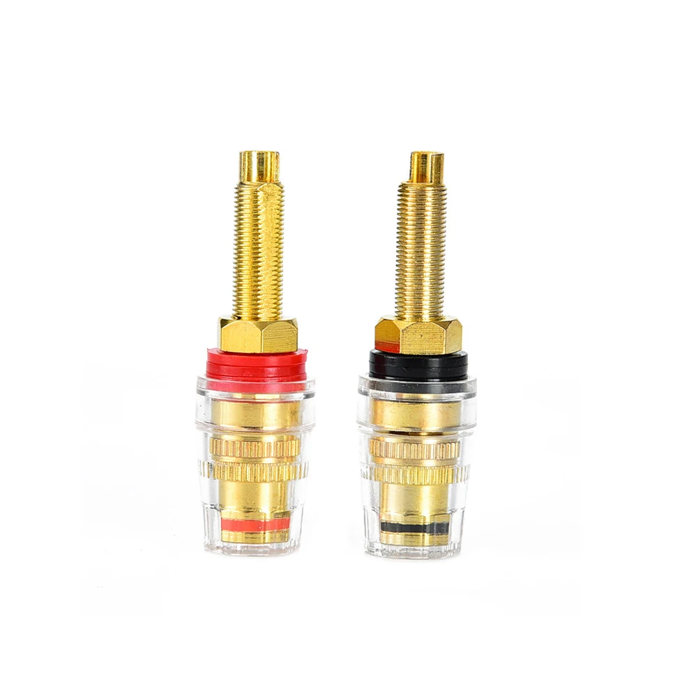 

2PCS Brass Lengthen Post Terminal Blocks High Current Terminals Banana Plug Connector For Speaker Amplifier Red Black Practical