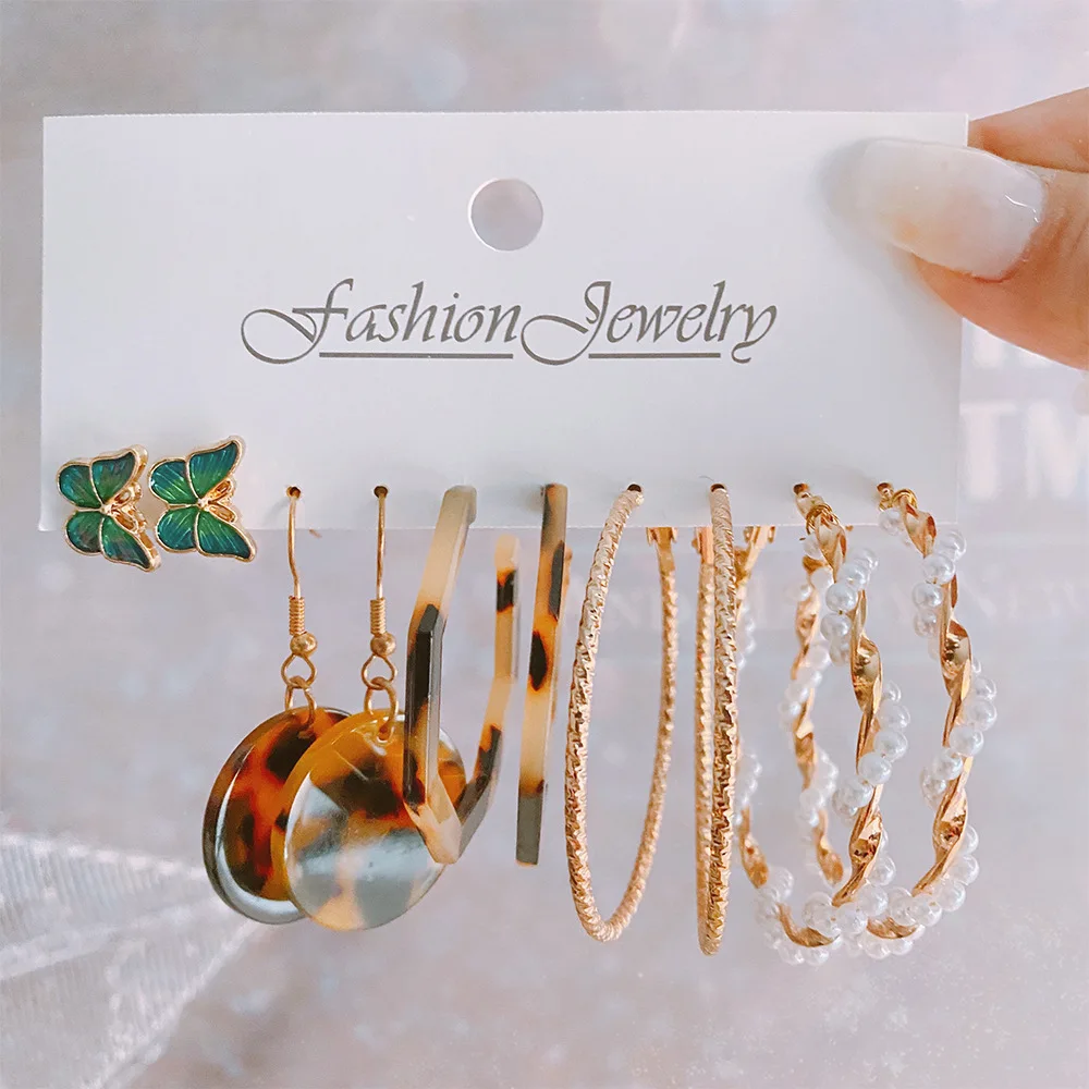 

Vintage Earrings For Women Christmas Women's Stud Earrings Set 9 Piece Gold Color Geometric Gothic Earrings Jewelry For Women yc
