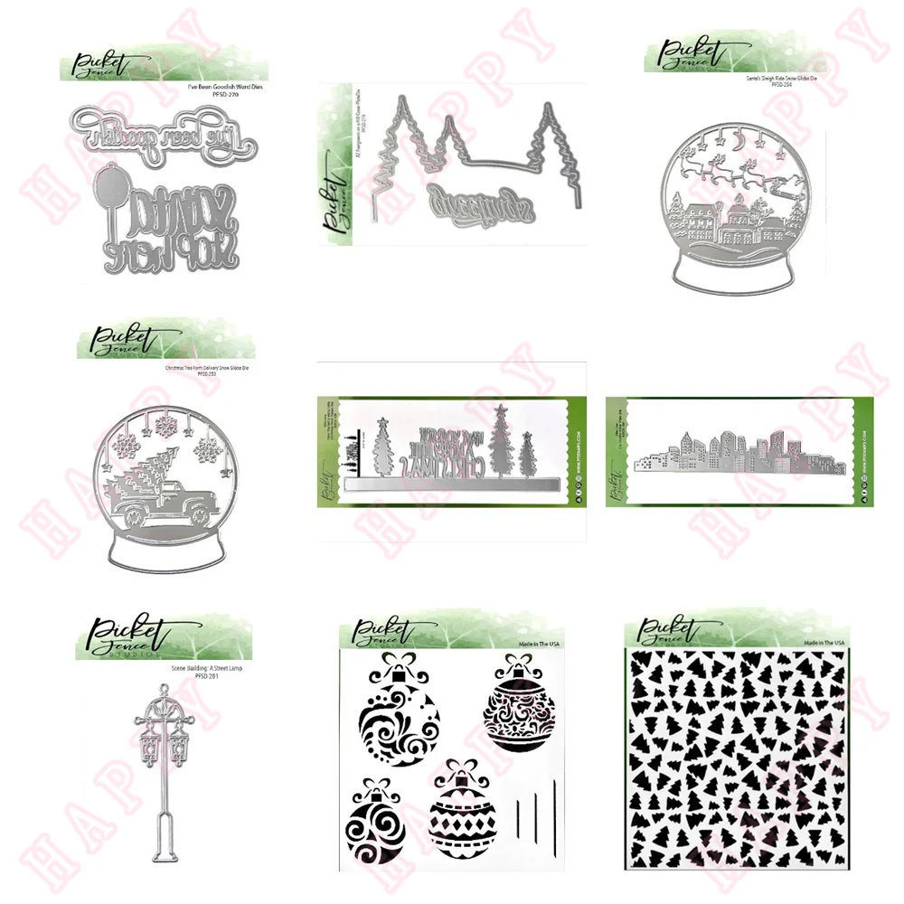 

Metal Cutting Die Stencil Christmas Evergreens Topper Street Ornaments Scrapbook Diary Decoration Paper Craft Embossing Template