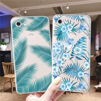palm tree leaves plant flower phone case for google pixel 6 6pro 4 5 4a 3 3a soft transparent tpu shockproof covers coque fundas