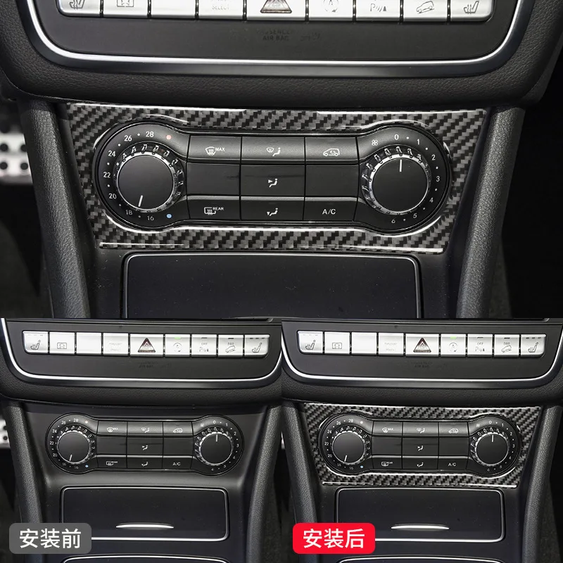 

For Mercedes Benz CLA/GLA/A 15-18 A Class Real Carbon Fiber Other Interior Accessories Air Condition Switch Frame Trim Stickers