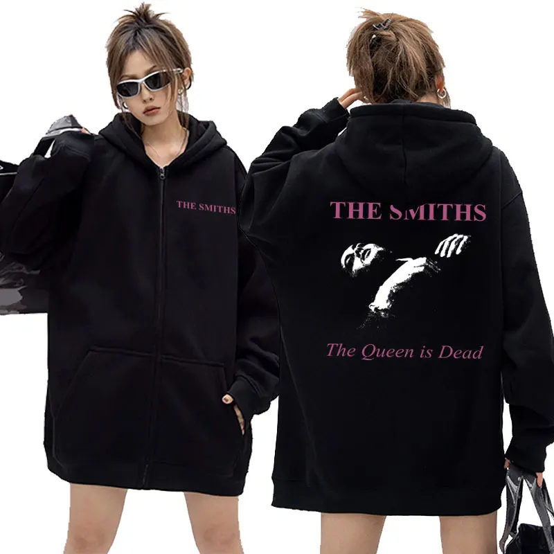 

British Rock Band The Smiths The Queen Is Dead Print Zipper Hoodie Men Women Casual Oversized Sweatshirt Male Punk Zip Up Jacket