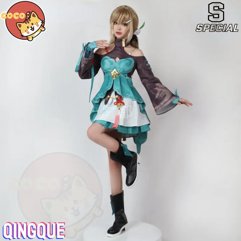 CoCos-S Game Honkai Star Rail Qingque Cosplay Costume Game Honkai Star Rail Cosplay Xianzhou Luofu Qing Que Costume and Wig