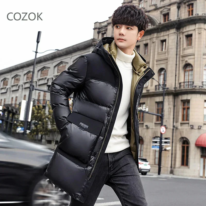 Куртка COZOK Мужская зимняя длинная дизайнерская одежда с утиной подкладкой легкие