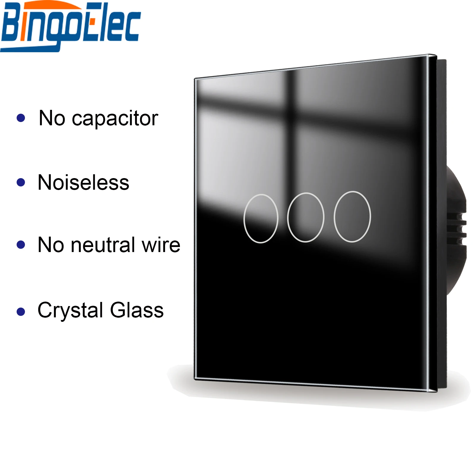 Сенсорный настенный выключатель Bingoelec EU и розетка 1/2/3Gang, черная стеклянная подсветка, светодиодные выключатели, прерыватель Tomada с USB-розеткой