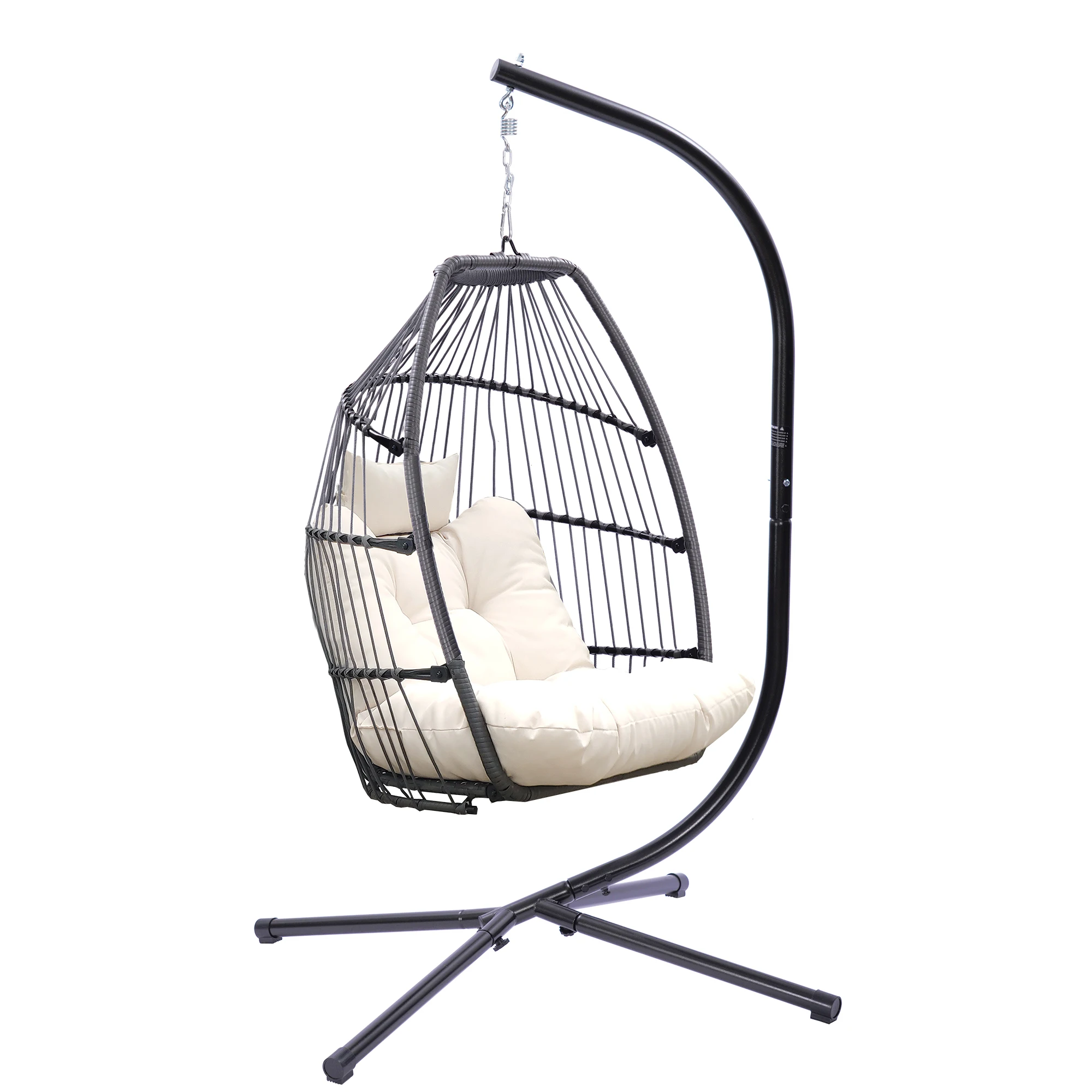 ,rattan Swing Hammock Egg Chair With Cushion And Pillow