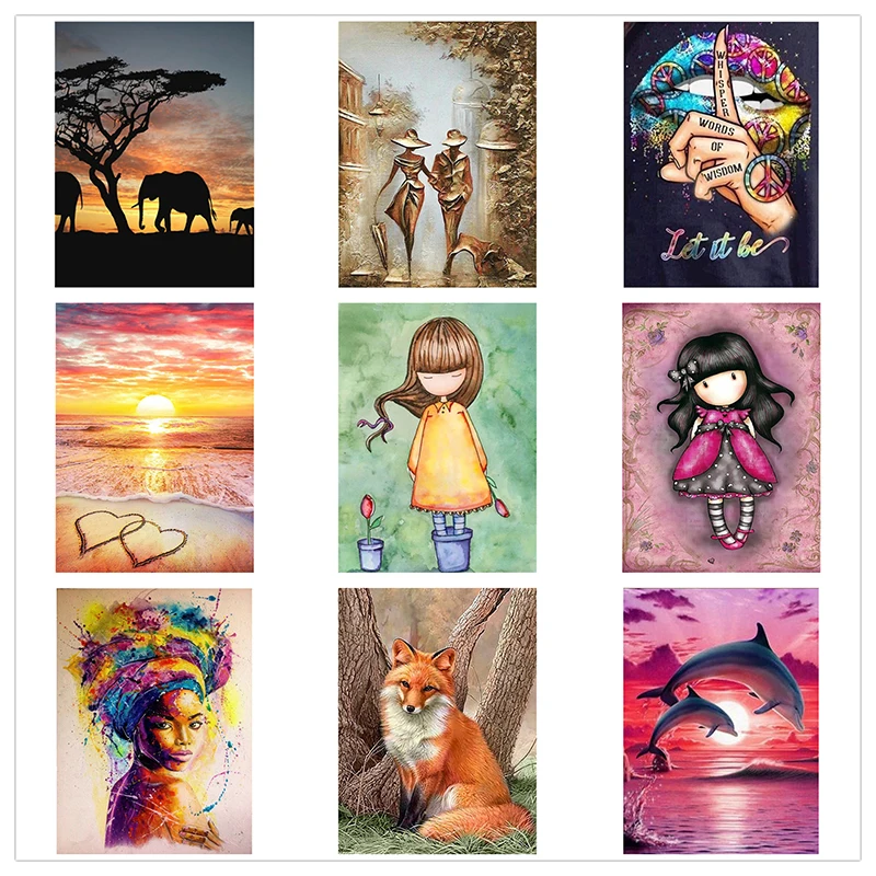 

5D алмазная живопись, пейзаж, фигурка, мультфильм, полная круглая Алмазная мозаика, «сделай сам», алмазная вышивка, мозаика, животное, украшен...