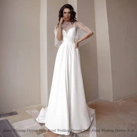 fashion a line v neck wedding dresses lace draped 2022 bolero jacket tulle floor length print high quality gowns robe de ma