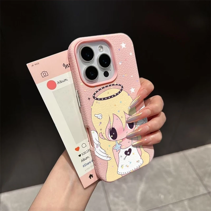 Фото Чехол для телефона из ПУ кожи с текстурой личи для девочек, для iPhone 17, 16, 15, 14, 13, 12 Pro Max, Mini, 11, XR, SE, XS, 8, 7 Plus, ProMax №4