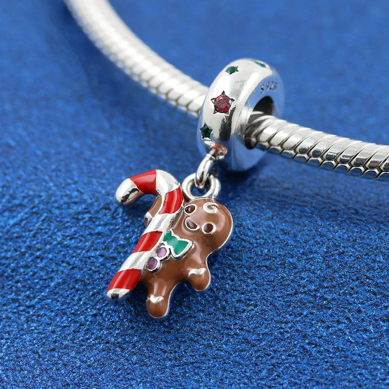

925 Sterling Silver Bead Moments Ginger Bread Man Dangle Charm Fit Original Pandora Bracelet Women Advanced Texture Jewelry Gift