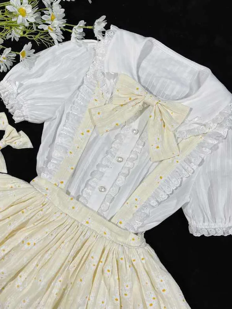 Лето 2024 женские рубашки Jk кавайный воротник Питера Пэна японский стиль белая