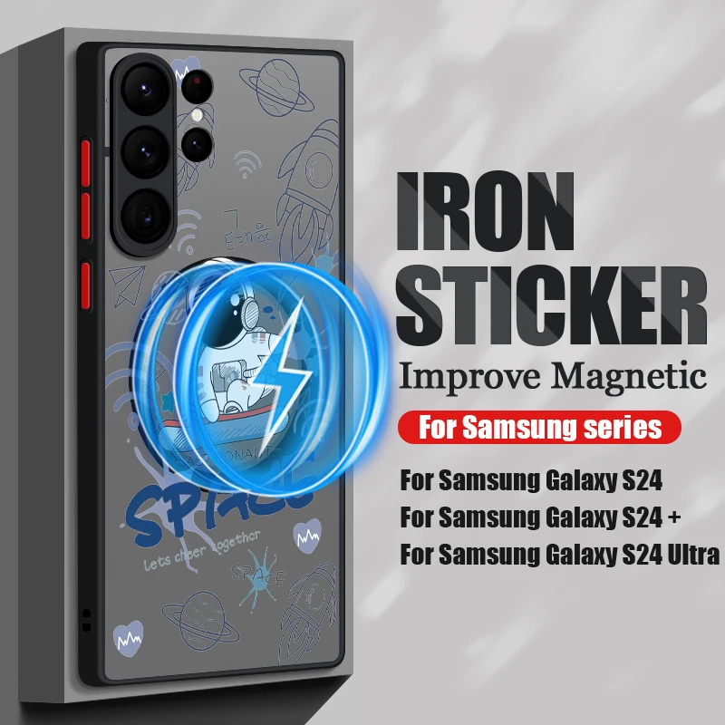 Магнитный чехол с космосом астронавтом для Samsung Galaxy S24 Ultra Capa S22 S23 S21 FE Роскошный