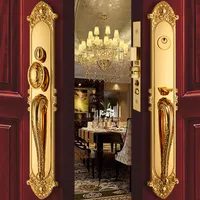 European Golden Brass Lock Villa Front Door Locks Luxury Gate Lockset Wood Door Room handle Locksets