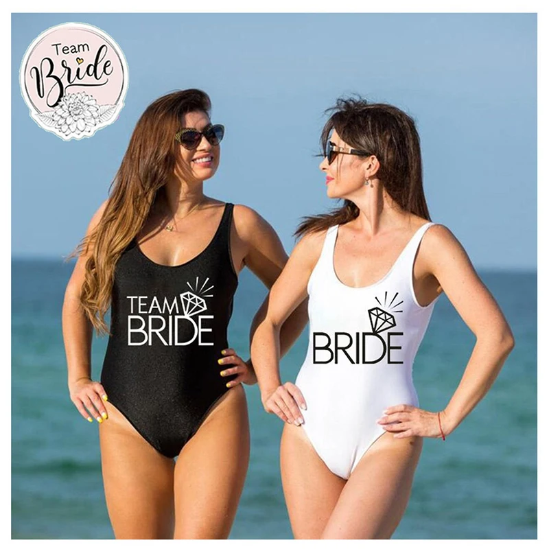 Team Bride  Light Diamond Personalized Wedding Party Bathing Swimsuit One Piece Romper Womems Jumpsuit Beach Hen Party Clothing