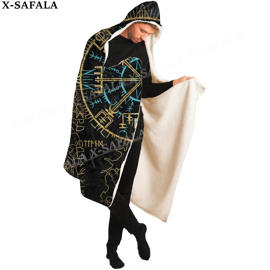 Скандинавская мифология вегвизир принт викингов пальто с капюшоном одеяло халат